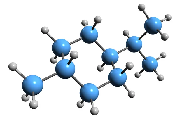 对氨基甲烷骨架公式的三维图像 白底分离的1 异丙基 甲基环已烷的分子化学结构 — 图库照片