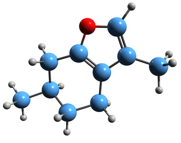 Obraz Formuły Szkieletowej Mentofuranu Molekularna Struktura Chemiczna Fitochemiczna Hepatotoksycznej Izolowanej — Zdjęcie stockowe