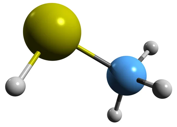 Metanetiol Iskelet Formülünün Boyutlu Görüntüsü Organosülfür Bileşiğinin Moleküler Kimyasal Yapısı — Stok fotoğraf