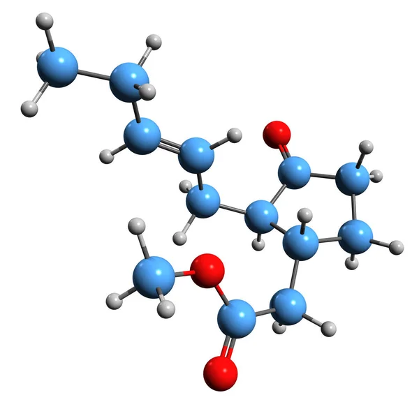 3D image of Jasmonate skeletal formula - molecular chemical structure of plant hormone isolated on white background