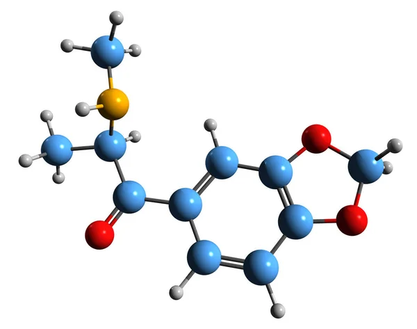 Obraz Wzoru Szkieletowego Metylonu Molekularna Struktura Chemiczna Empatogenu Mdmc Izolowanego — Zdjęcie stockowe