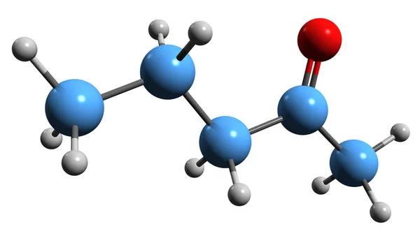 Aufnahme Der Pentanon Skelettformel Molekularchemische Struktur Von Methylpropylketon Isoliert Auf — Stockfoto