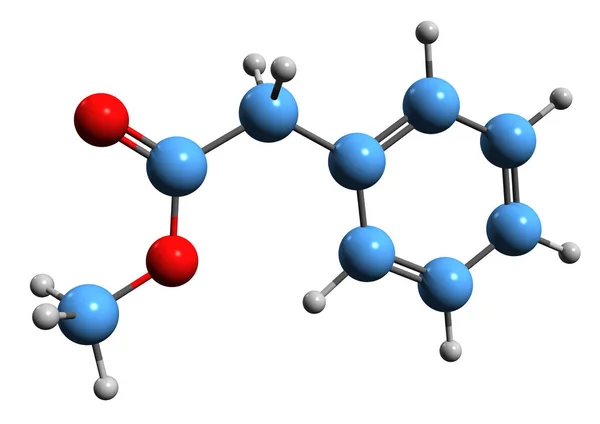 Aufnahme Der Methylphenylacetat Skelettformel Molekularchemische Struktur Von Methylbenzol Acetat Isoliert — Stockfoto
