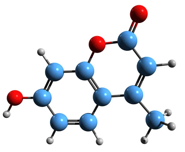 Image Hymecromone Skeletal Formula Molecular Chemical Structure Coumarin Methylumbelliferone Isolated — Stock Photo, Image