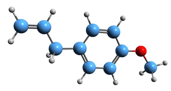 Imagen Fórmula Esquelética Estragol Estructura Química Molecular Del Metiéter Chavicyl — Foto de Stock