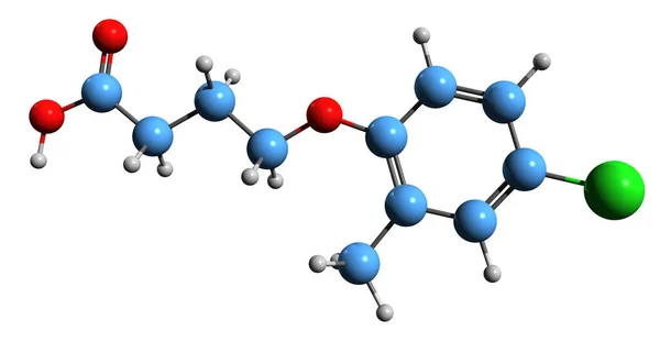 Beeld Van Chloromethylfenoxybutaanzuur Skeletformule Moleculaire Chemische Structuur Van Fenoxybutyrisch Herbicide — Stockfoto