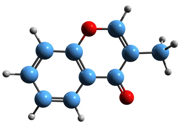Aufnahme Der Methylchromon Skelettformel Molekulare Chemische Struktur Des Chromons Isoliert — Stockfoto