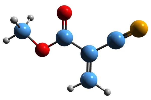 Metil Cianoakrilát Vázképlet Képe Metil Cianoprop Enoát Molekuláris Kémiai Szerkezete — Stock Fotó