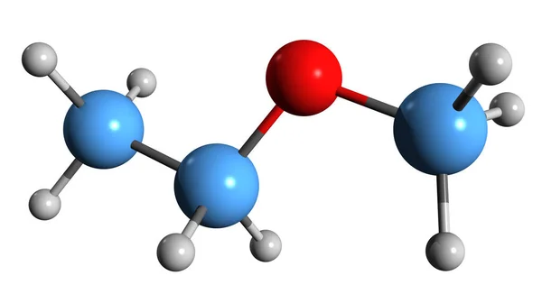 Aufnahme Der Methoxyethan Skelettformel Molekulare Chemische Struktur Von Ethylmethylether Isoliert — Stockfoto