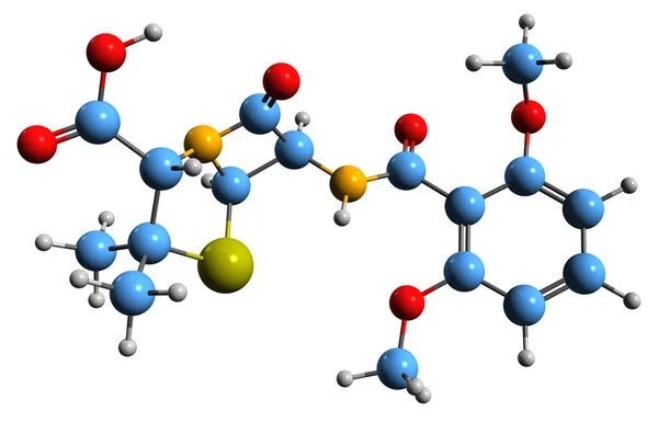 Beeld Van Methicilline Skelet Formule Moleculaire Chemische Structuur Van Penicilline — Stockfoto