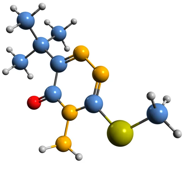 Aufnahme Der Metribuzin Skelettformel Molekulare Chemische Struktur Des Herbizids Isoliert — Stockfoto