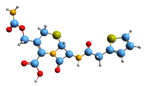 stock image  3D image of Cefoxitin skeletal formula - molecular chemical structure of  cephalosporin antibiotic isolated on white background