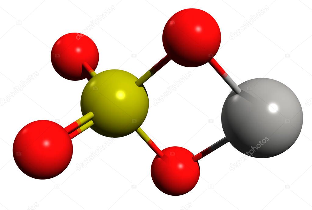 Imagen 3D de la fórmula esquelética de sulfato de zinc estructura