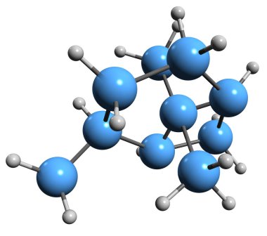  Pinane iskelet formülünün 3 boyutlu görüntüsü - beyaz arkaplanda izole edilmiş monoterpenin moleküler kimyasal yapısı