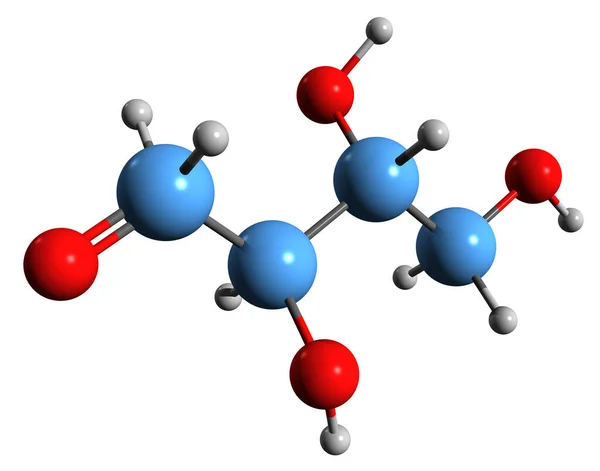 Imagen Fórmula Esquelética Eritrosa Estructura Química Molecular Del Sacárido Tetrosa — Foto de Stock