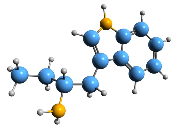 Imagen Fórmula Esquelética Alfa Etiltriptamina Estructura Química Molecular Indol Butilamina — Foto de Stock
