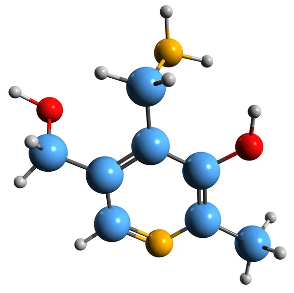 Imagen Fórmula Esquelética Piridoxamina Estructura Química Molecular Vitamina Aislada Sobre — Foto de Stock