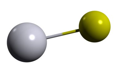  Cıva sülfür iskelet formülünün 3 boyutlu görüntüsü - beyaz arkaplanda izole edilmiş mantar ilacının moleküler kimyasal yapısı