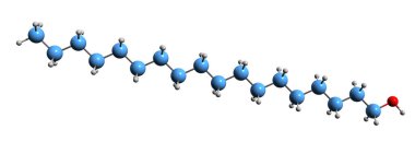  Çelik alkol iskelet formülünün 3 boyutlu görüntüsü - beyaz arkaplanda 1-oktavol izole edilmiş moleküler kimyasal yapı