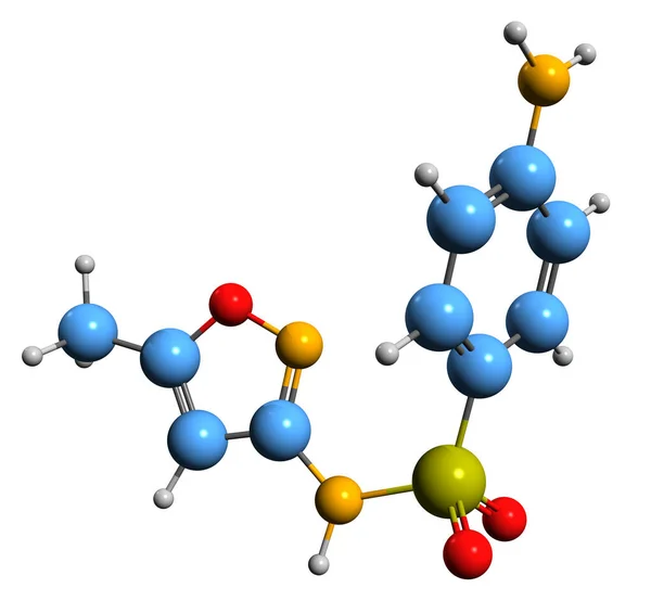 Imagen Fórmula Esquelética Sulfametoxazol Estructura Química Molecular Sulfonamida Aislada Sobre — Foto de Stock