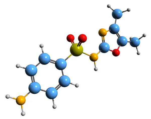 Imagen Fórmula Esquelética Sulfamoxol Estructura Química Molecular Sulfonamida Aislada Sobre — Foto de Stock