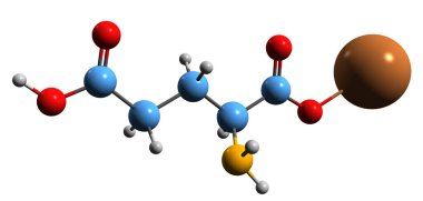  Monopotasyum glutamat iskelet formülünün 3 boyutlu görüntüsü - lezzet artırıcının moleküler kimyasal yapısı beyaz arka planda izole edildi