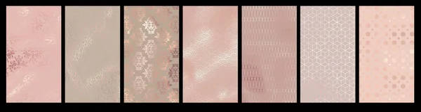 Set of pale pink metallic swank textures - elegancy daintiness graphic templates kit