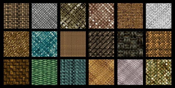Set Seamless Weaving Patterns Textures Basketry Continuous Surface Background — Foto de Stock