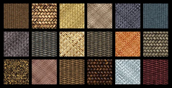 Set Seamless Wickerwork Patterns Textures Basketry Continuous Surface Background — Foto de Stock