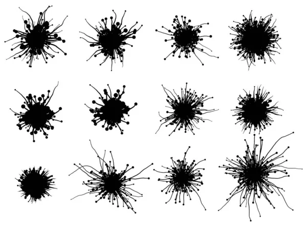 Set Vector Fungus Mycelium Spots Vector Design Decorative Plexus Templates — Image vectorielle
