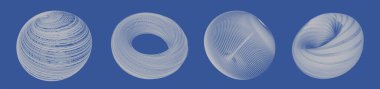 Attractor Aizawa Mathematical Model Set - Visualization of Dynamical System Strange Attractor with Different Parameters Templates - 3D Render