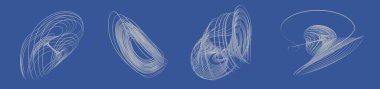Attractor TSUCS1 Mathematical Model Set - Visualization of Dynamical System Strange Attractor with Different Parameters Templates  - 3D Render
