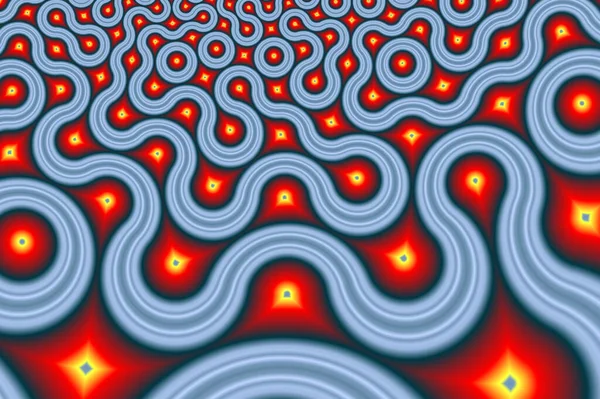 Red Fractal Truchet Backdrop  - Quarter-Circles Generative Self-Similar Pattern - Abstract Bright Self-Contacting Background