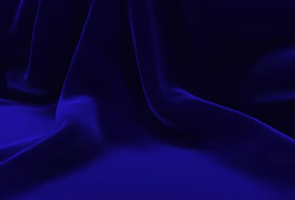 Velvet Draped Backdrop Still Life Navy Blue Folded Background Render — Stock Photo, Image