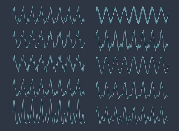 傅里叶波图 声波振荡类型的可视化 声波矢量概念的性质 波形信号类型 — 图库矢量图片