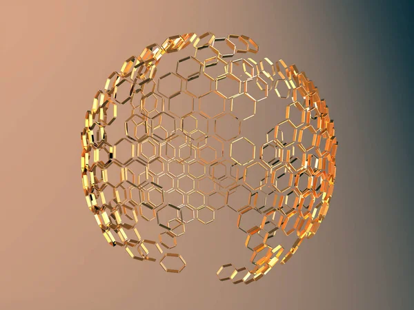 Stock image Ball Honeycomb Construction - 3D Concept Image with Ball - Elegant Abstract Graphic Design Symbol 