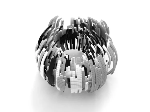 球体松动结构 带球体的三维概念图像 精美的抽象图形设计符号 — 图库照片
