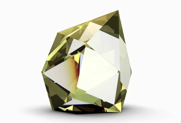 Gem Stone Yellow Topaz Polygonaal Geïsoleerde Vormen Rendering Jewel Decor — Stockfoto