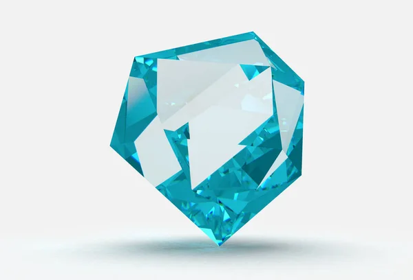 Gem Stone Blue Sapphire Polygonaal Geïsoleerde Vormen Rendering Jewel Decor — Stockfoto