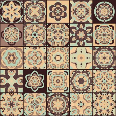 Vektör Kusursuz Mozaik Sanat Arkaplanı - Kaleydoskopik Karmaşık Grafik Tasarımının Sürekli Tasarımı  