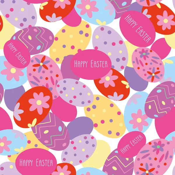 Rosa Happy Easter Eggs Hintergrundmuster Vektormuster Erstellt Adobe Illustrator Nahtloses — Stockvektor