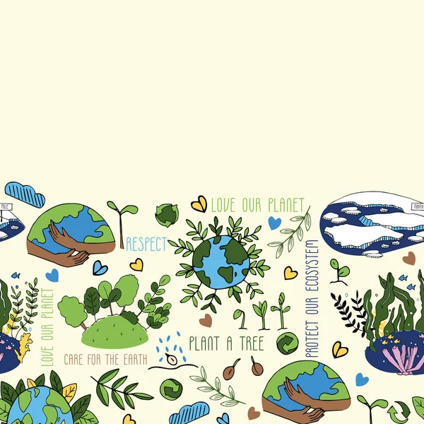 День Зеленой Земли Люби Свою Планету Лес Озеленит Безморщинистый Фон — стоковый вектор