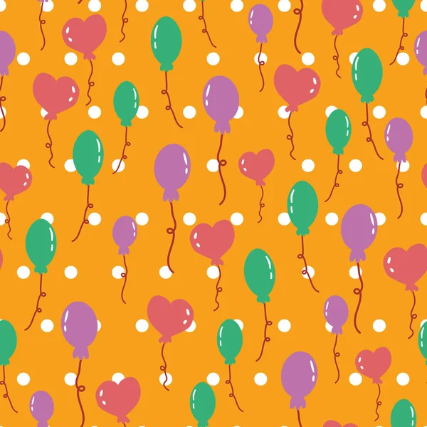 Ballon Orange Fond Motif Sans Couture Joyeux Anniversaire Modèle Vectoriel — Image vectorielle