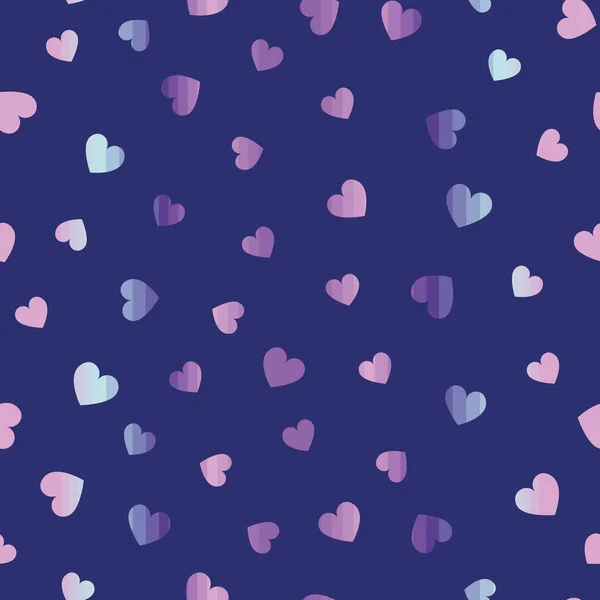 Coeurs Brillants Bleu Motif Vectoriel Sans Couture Symboles Coeur Violet — Image vectorielle