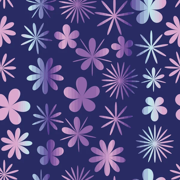 Azul Flores Brilhantes Padrão Vetor Sem Costura Diferentes Formas Flores Ilustrações De Stock Royalty-Free