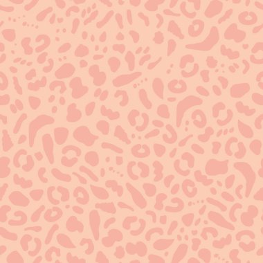 Pembe leopar desenli kusursuz vektör deseni. Hayvan baskısı vektör tekrarlama deseni. Monokromatik pembe ile soyut hayvan izi deseni.