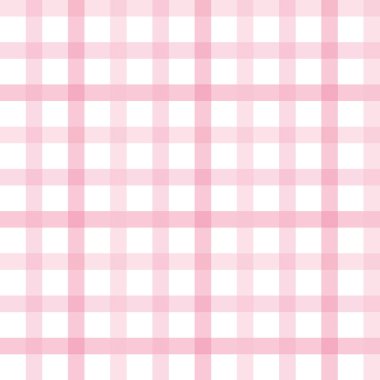 Beyaz şeffaf pembe çizgiler, kusursuz vektör deseni. Beyaz arkaplanda pembe kareler geometrik desen. Gingham vektör geçmişi. Masa örtüsü, peçete veya kumaş için geçmişe dönük tasarım