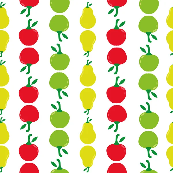 Fruits Automne Blanc Fond Vectoriel Sans Couture Avec Des Pommes — Image vectorielle