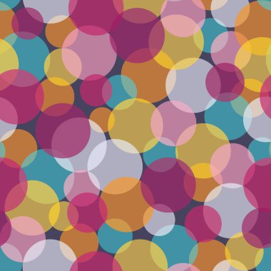 Parlak, şeffaf, şeffaf noktalar, kusursuz vektör arka planı. Koyu arkaplanda parlak renklerde küçük benekler.