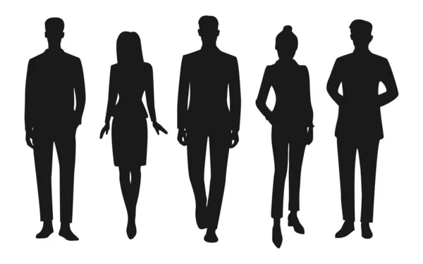 Vector Business Man Woman Silhouettes — ストックベクタ